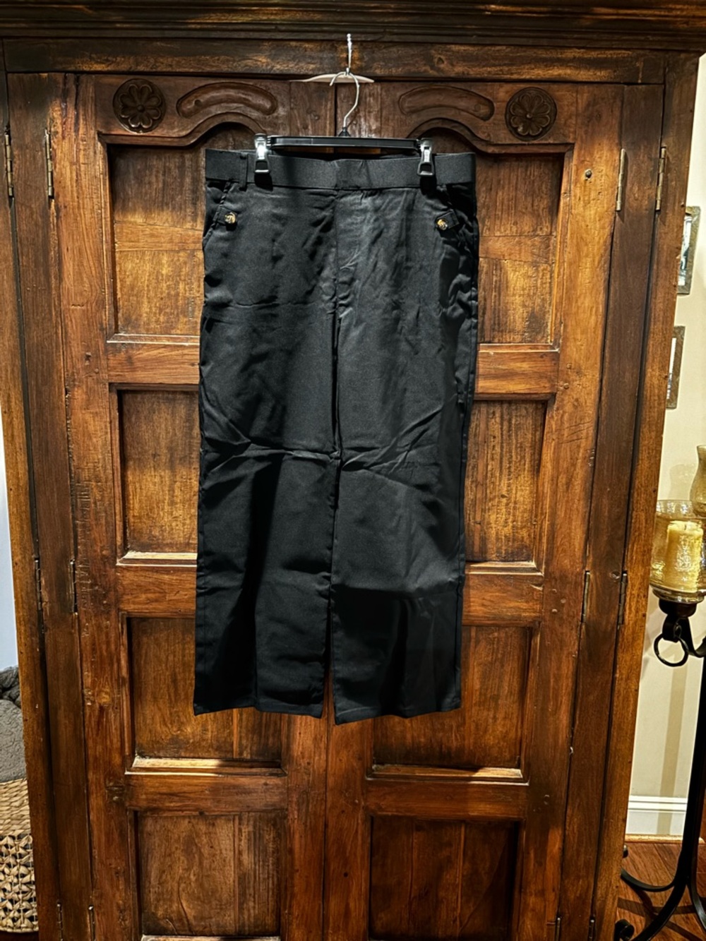 Black Wide-Leg Dress capris casual work capsule minimal classic pull on size XL